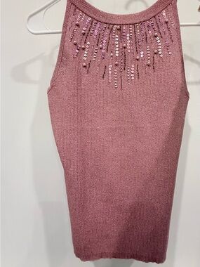 Cache Rose Pink Sequin-Embellished Sweater